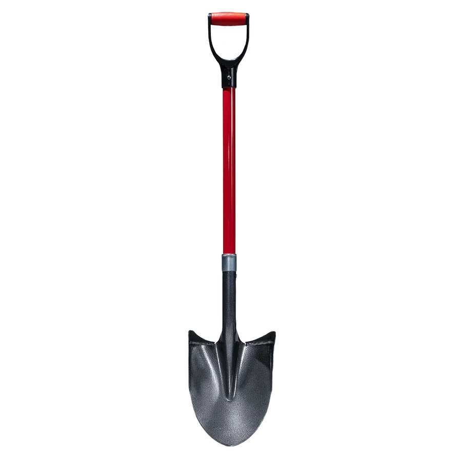Pelle de jardinage robuste manche rouge et tête en acier pour travaux de creusage